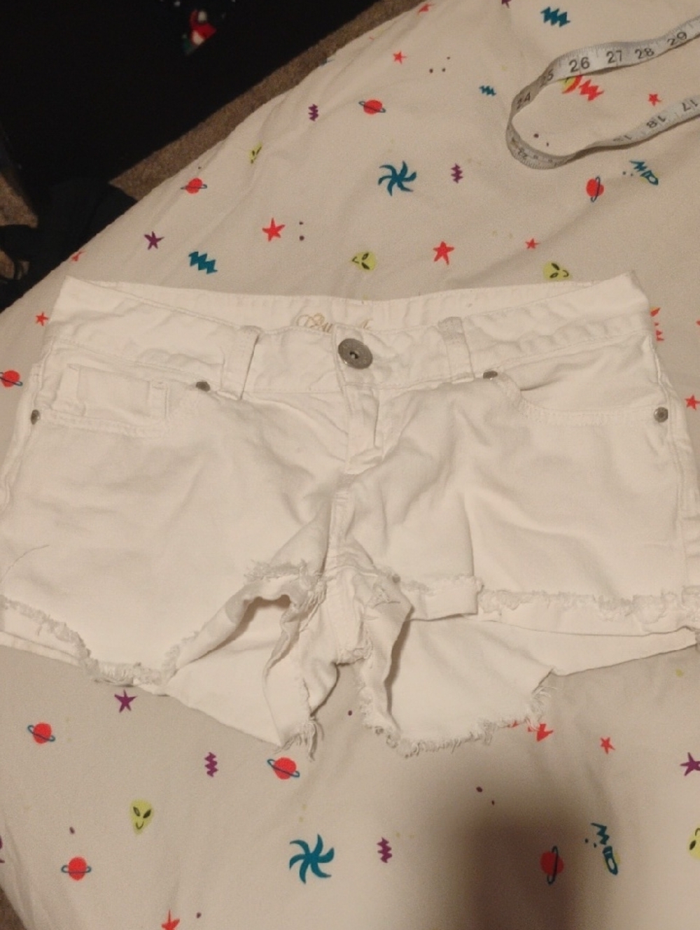 Guess White Distressed Denim Cutoff Shorts